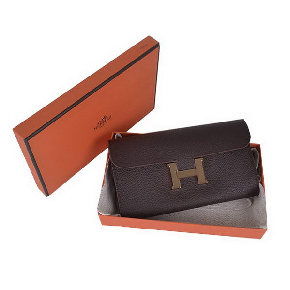 Cheap Fake Hermes Constance Long Wallets Brown Calfskin Leather Gold - Click Image to Close